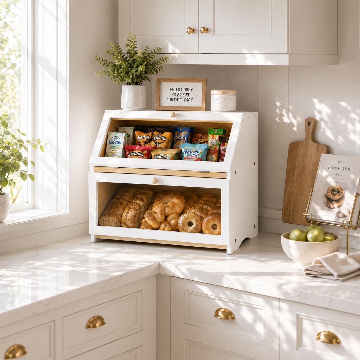 صندوق خبز HOMEKOKO ذو طبقتين ل - مراجعة Kitchen Gadgets Organizer وسعره