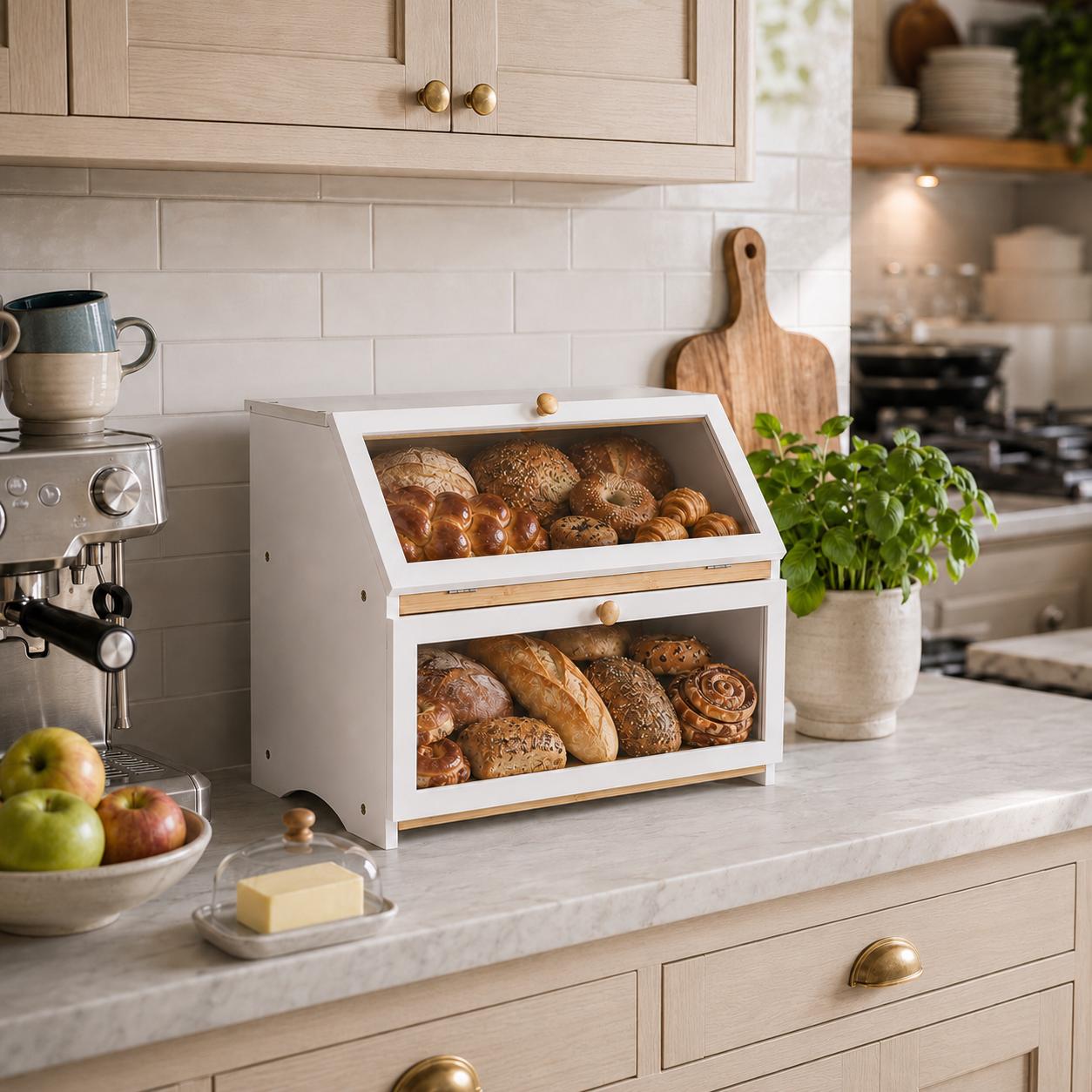 صندوق خبز HOMEKOKO ذو طبقتين ل - مراجعة Kitchen Gadgets Organizer وسعره