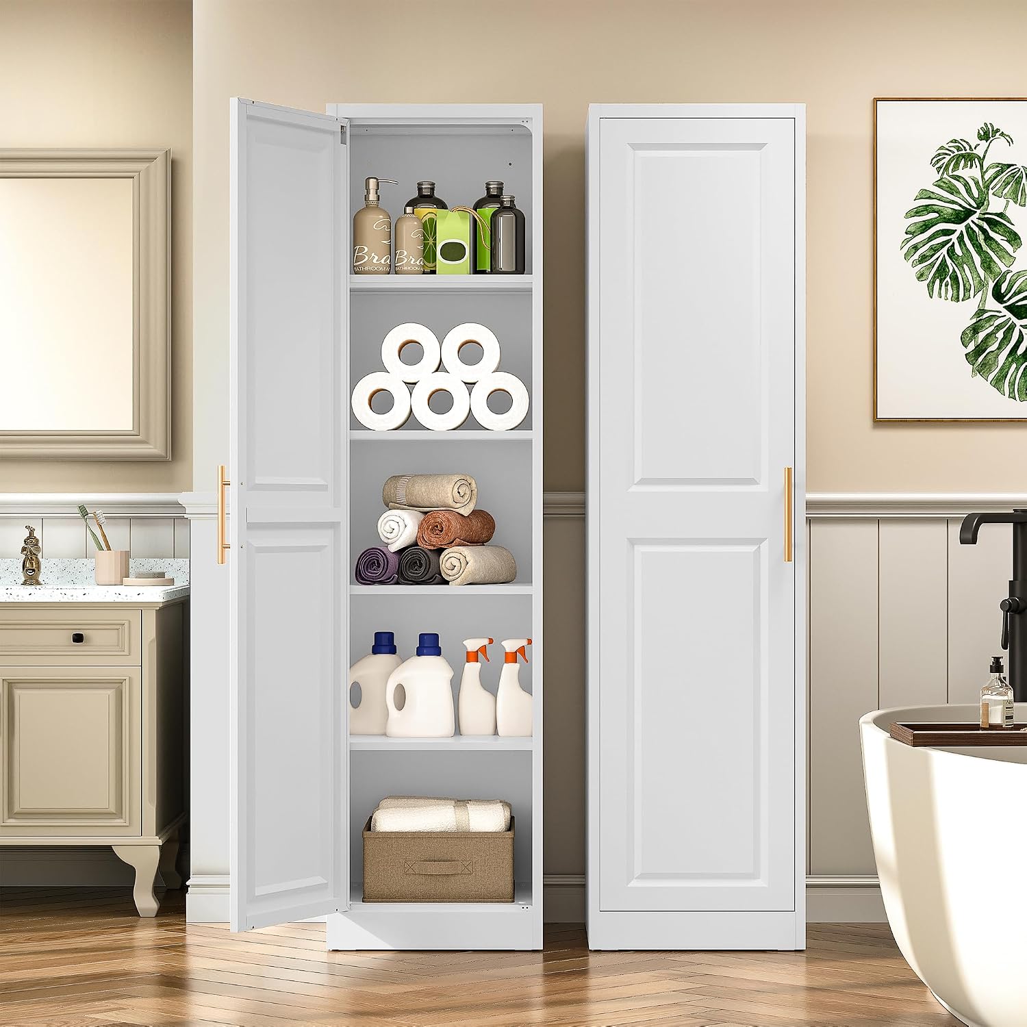خزانة تخزين طويلة ورفيعة بباب  - مراجعة Kitchen Gadgets Organizer وسعره