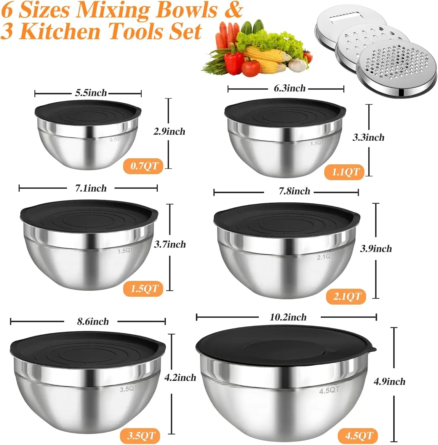 مجموعة من 6 أوعية خلط من الفول - مراجعة Kitchen Gadgets Latest وسعره